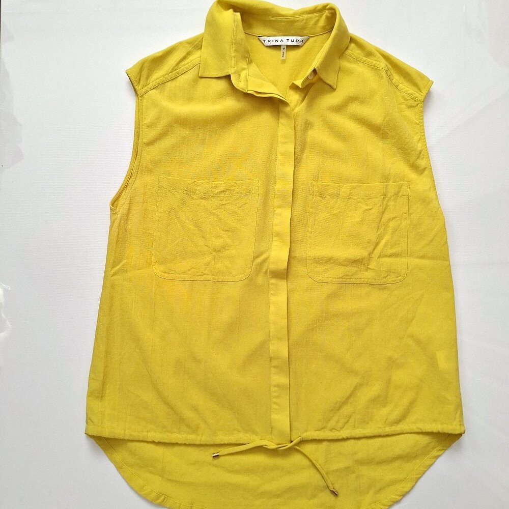 Trina Turk Yellow Sleeveless Cotton Top